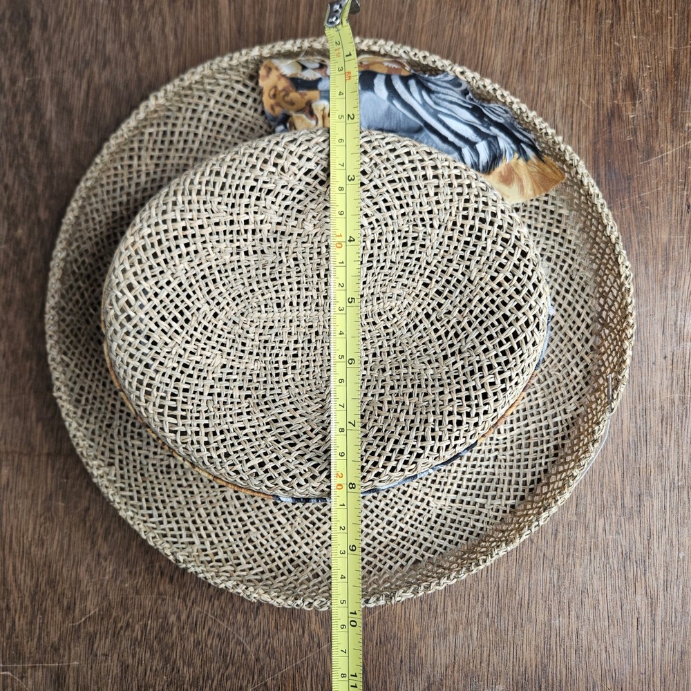 Cappelli Straworld Safari Animal Print Straw Sun Hat Lion Charm Miami Florida - Picture 7 of 8